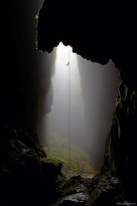 Waitomo Caves. New Zealand. 100 metre abseil (rappel) into 